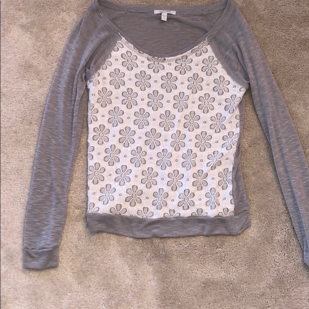 Half floral shirt gray and white